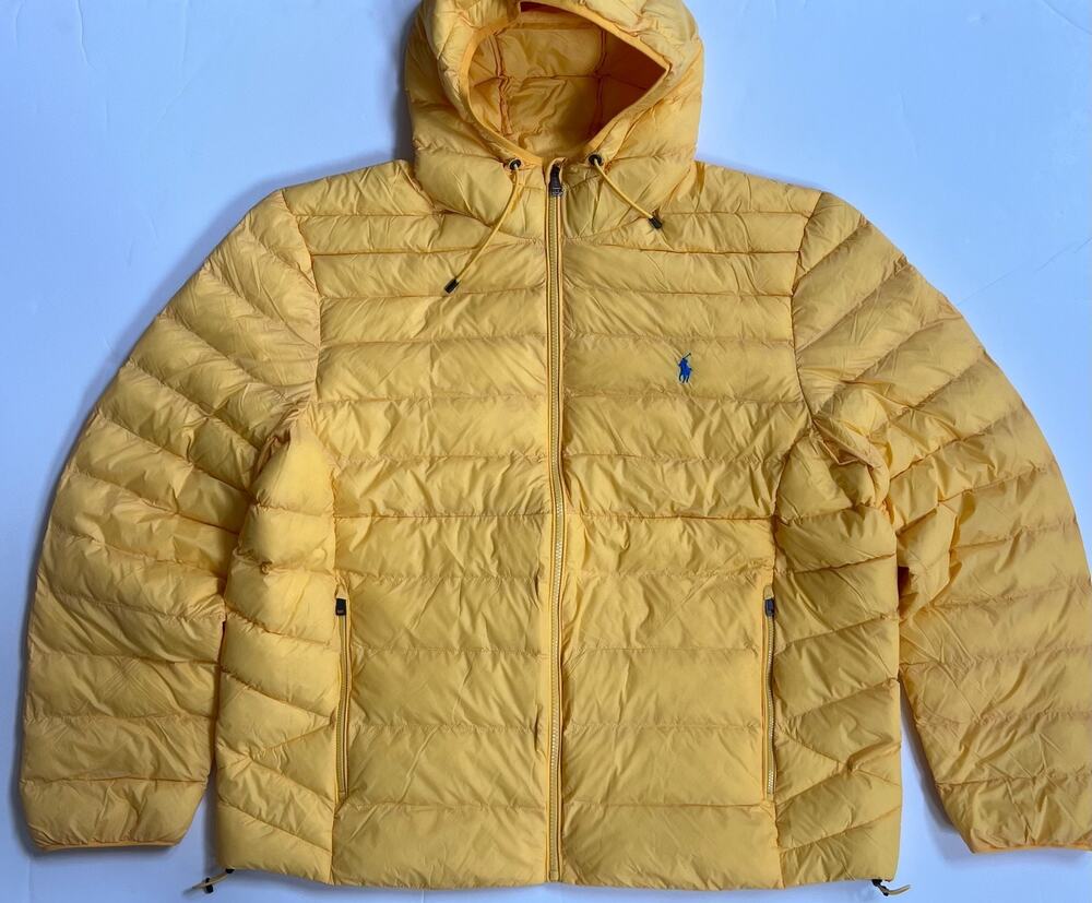 Polo Ralph Lauren Yellow Packable Puffer Jacket Water Repellent Men’s 2XL NWT
